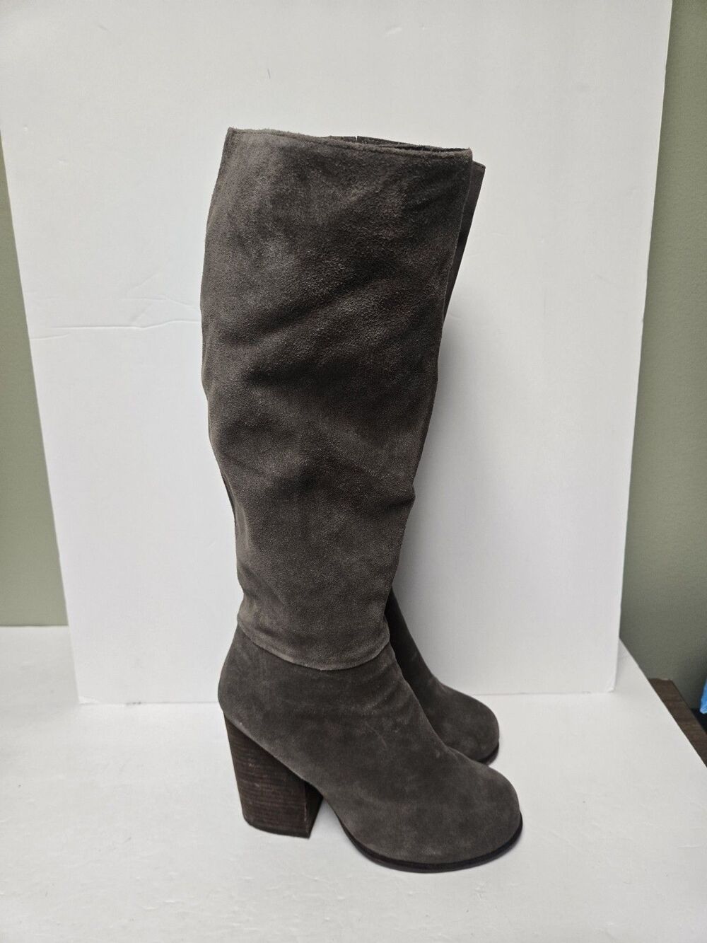 Handmade Brown Jeffrey Campbell Round Toe Leather Knee High Boots Size 7.5